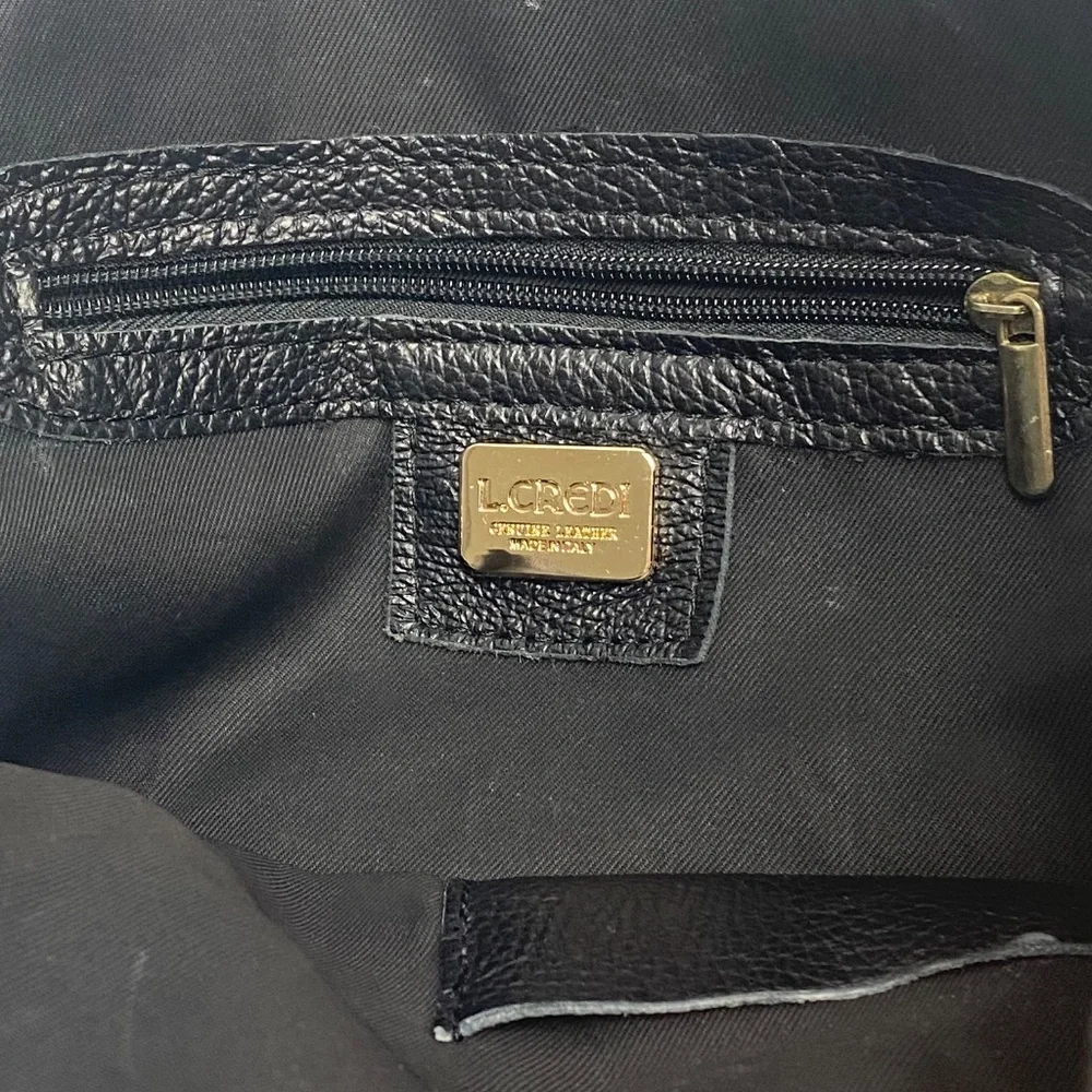 L.CREDI Convertible Leather Backpack Messenger in Black